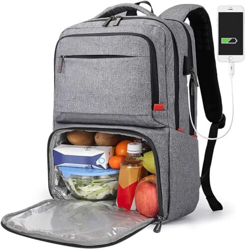 Laptop Lunch Backpack: Portable Thermal Bag with USB Charging, Hidden Pockets... - Picture 1 of 6