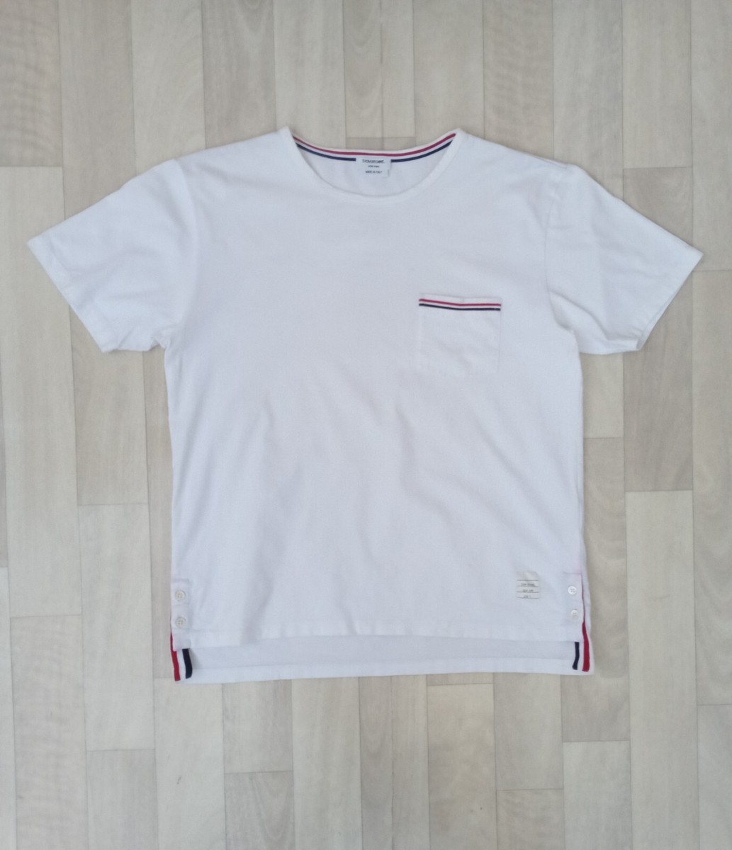 THOM BROWNE cotton t-shirt white pocket men