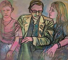 Brigitte Tietze West-Berlin Ölbild 3 Personen Figuren Mann Frauen #23 