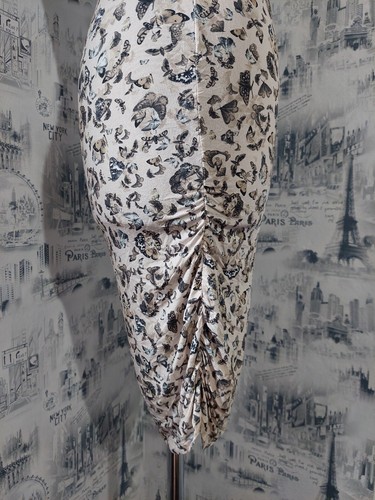 Marc Cain Dress Bage Butterfly Printed Sleeveless Draped Sides Dress sz N3 S M - Picture 6 of 10