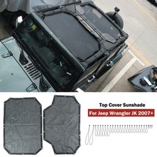 Black Sunshade Mesh Shade Top Cover For Jeep Wrangler Jk Jku 2007-2018 4 Dr 2pcs