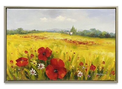 Hungryartist -Original Oil Painting of Flower Plain on Canvas 24x36 Framed