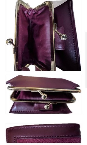 Vintage AVON Coin Purse Small Purse Card Holder Card compartment Burgundy Suede - Picture 3 of 9