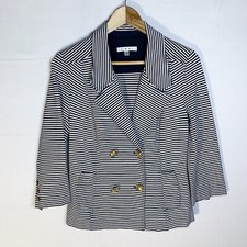 Cabi Navy Striped Stretch Jersey Blazer Nautical Old Money Women Size Small