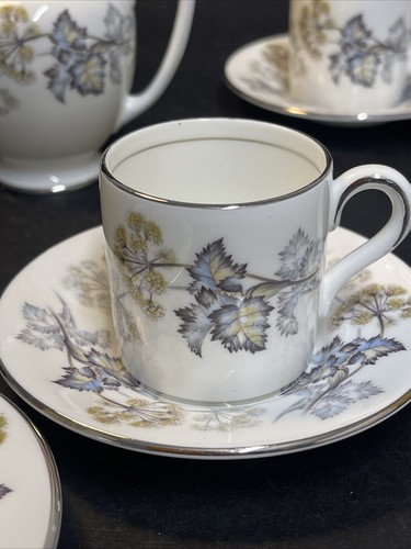 Vintage Coalport Camelot Demi Tasse Coffee Can Cup & Saucers X 4 Cream & Sugar - Picture 6 of 10
