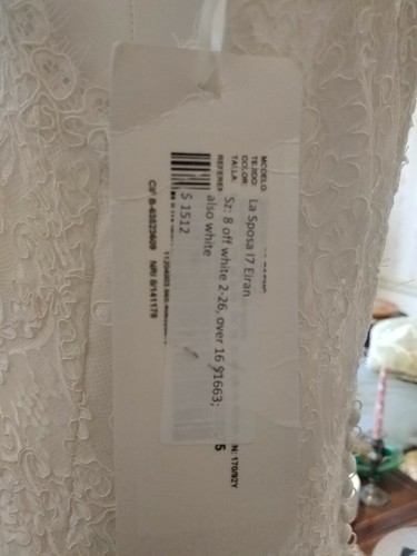 La Sposa Wedding Gown Eiran sz 8 off-white long satin & lace dress - Picture 11 of 11