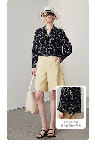 Silk Shirt Women's New Printed V-Neck Long Sleeve 100% Mulberry Silk Top Blouses - Picture 12 of 25