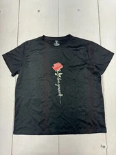 Shein Curve Black Basic Rose Graphic Short Sleeve T Shirt Womens size 0XL