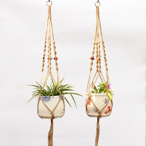 2Pcs Macrame Plant Hangers Large Pot Holders Hemp Rope Hanging Planter Baskets