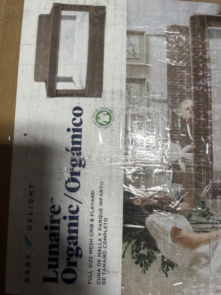 Nueva cuna Baby Delight Lunaire tamaño completo, cuna de bebé de malla transpirable, moca Foto 2 de 3