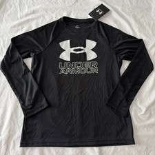 Under Armour Boys Tech Hybrid Print Fill Long Sleeve, 001 Black YSM