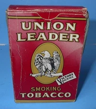 UNION LEADER SMOKING TOBACCO WW-II CARDBOARD BOX CLEAN OLD MAINE BARN FIND