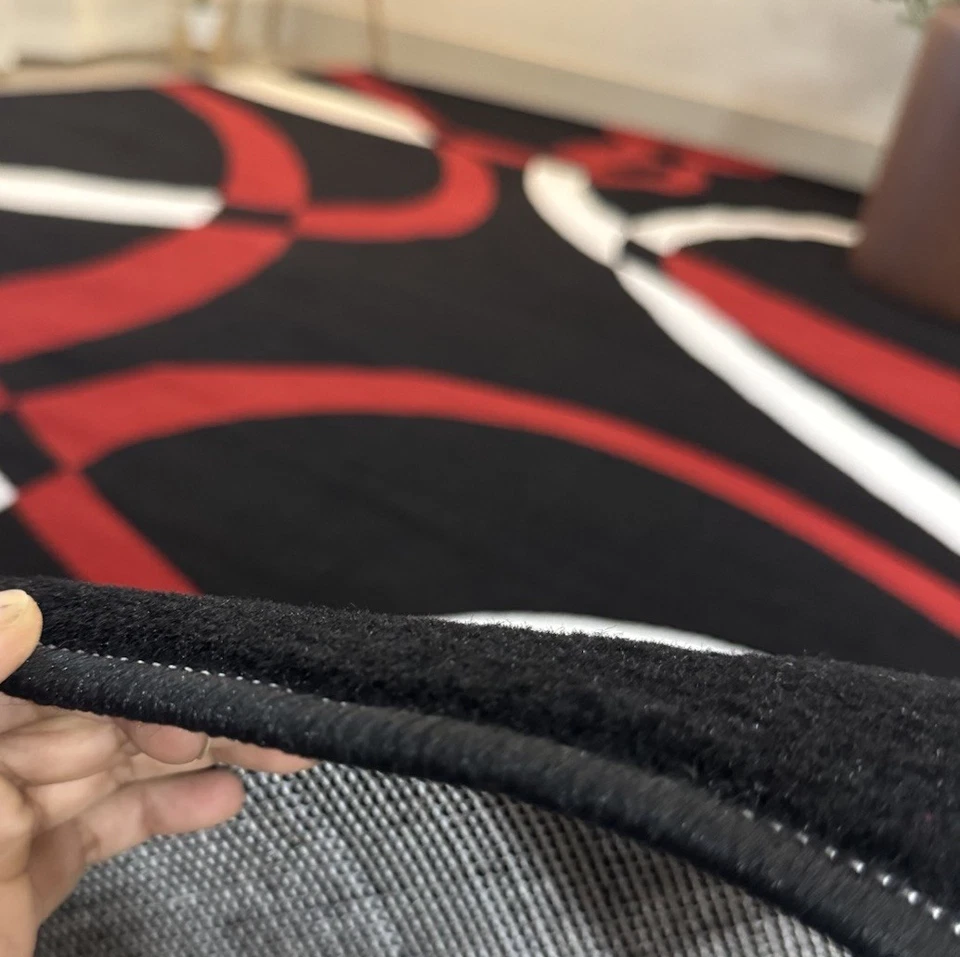 Alfombras grandes contemporáneas alfombras de salón 5’x7’ gris/negro Foto 3 de 4