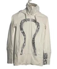 Lululemon Define Hooded Jacket 2 White Black Geometric Design Cuffs
