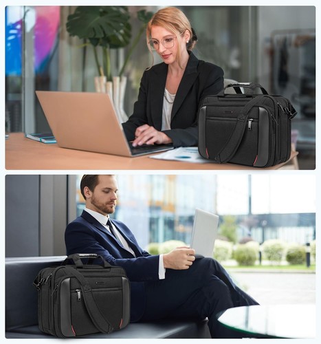Laptop Bag 17.3 Inch Laptop Briefcase for Men Expandable Water Repellent Should - 第 7/7 張圖片