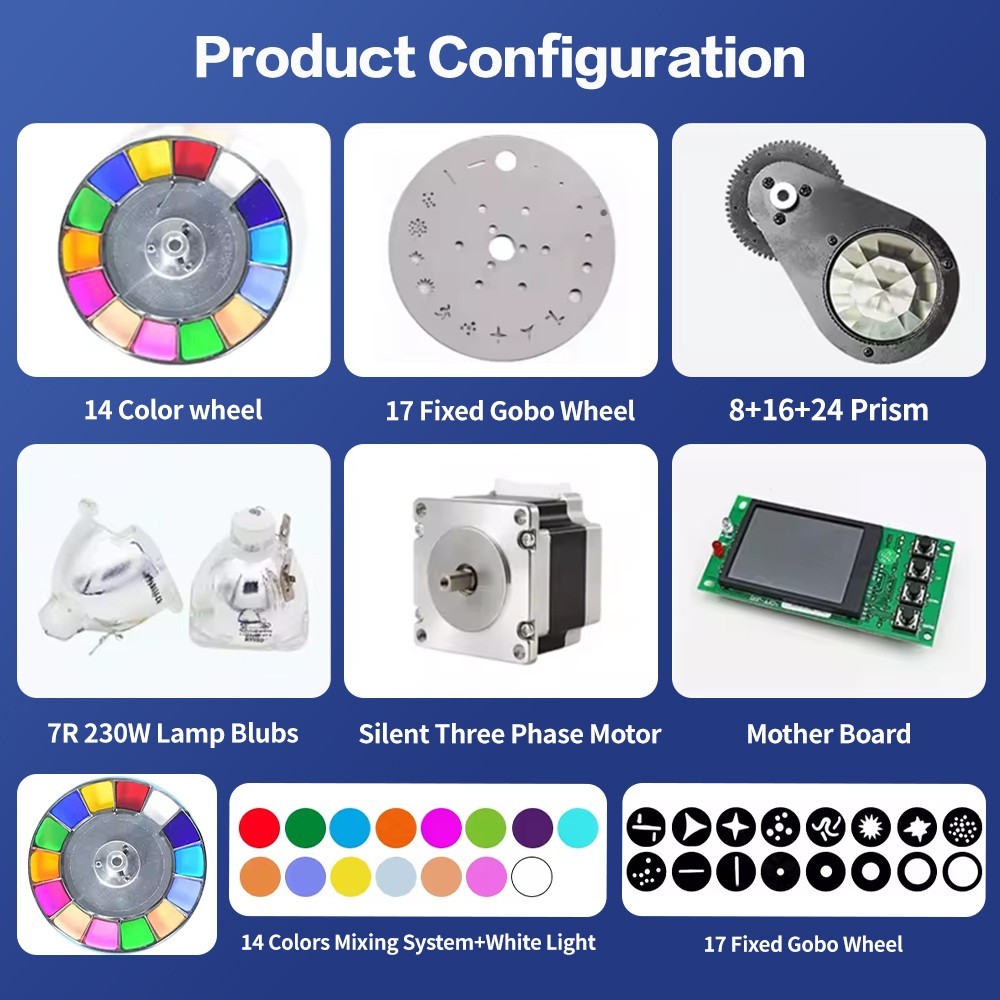 2Pack 7R 230 Beam Moving Head Light Stage Lighting DMX512 Disco Party w/Case