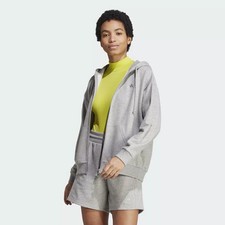 Adidas All SZN French Terry Oversized Full-Zip Women’s Hoodie Grey Size L IC6480