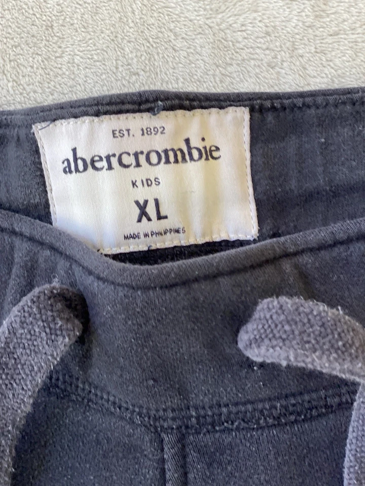 Pantalones deportivos Abercrombie para niños XL polar logotipo deletreado cordón azul Foto 3 de 4