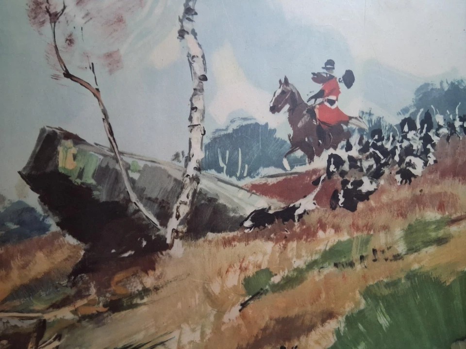 Pochoir de chasse à courre signé Albert Brenet encadré sous plexi - Photo 4/4