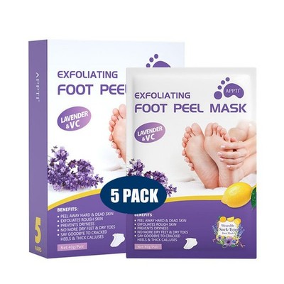 Foot Peel Mask 5 Pack, Exfoliator Off Calluses Dead Skin Callus... 