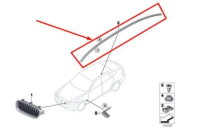 15-16 BMW 435i Gran Coupe xDrive Roof Rail Trim Molding Pair 51-13-7-372-799 OEM - Image 2 of 4