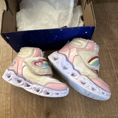 SKECHERS Heart Lights Bri Rain Mädchen Pink Light-Up Sneaker UK 6 EU 23