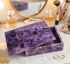 Handmade Ametista & Agata Gioielli Scatola Naturale Pietra Gingillo