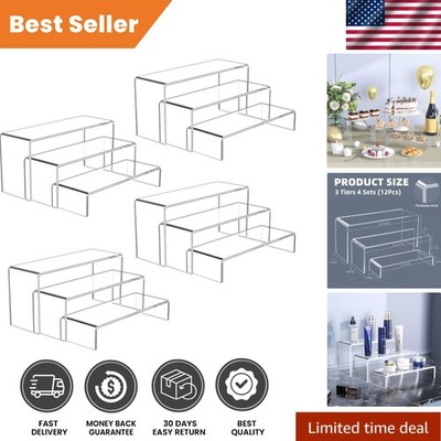 Easy-Clean 12 Pcs Clear Acrylic Risers - Perfect for Cake, Collectibles & More