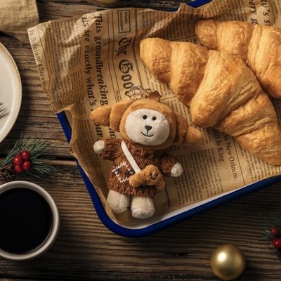 Starbucks Taiwan exclusive Bearista bear keychain- Croissant | eBay
