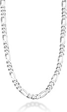 Italian 925 Sterling Silver 7mm Figaro Link Chain Necklace for Men
