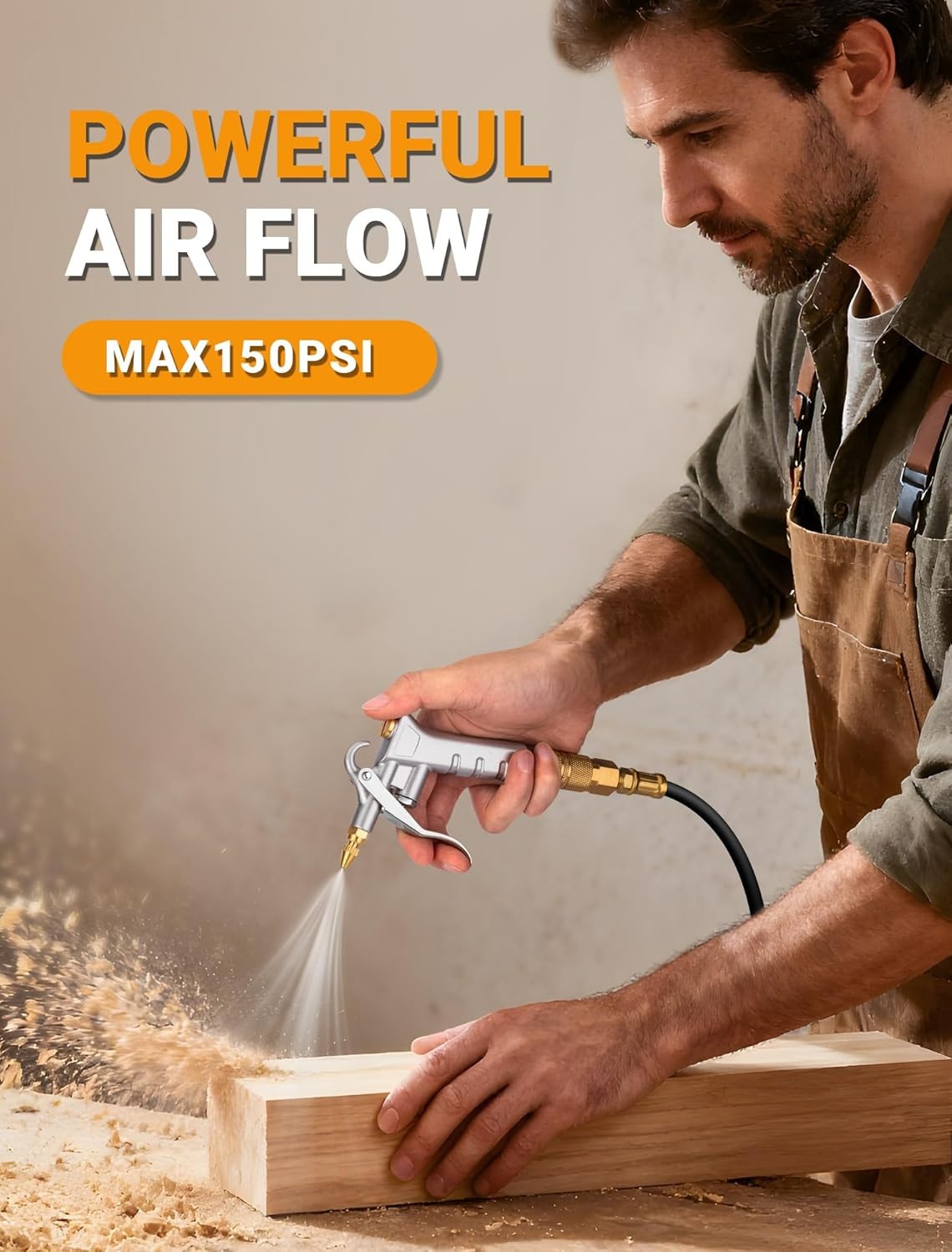 Pneumatic Air Blow Gun Brass Nozzle Steel Ext 1/4in Quick Plug Dust Removal Tool