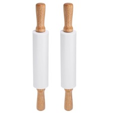 2pcs Silicone Rolling Pins for Baking 38cm x 5.2cm White