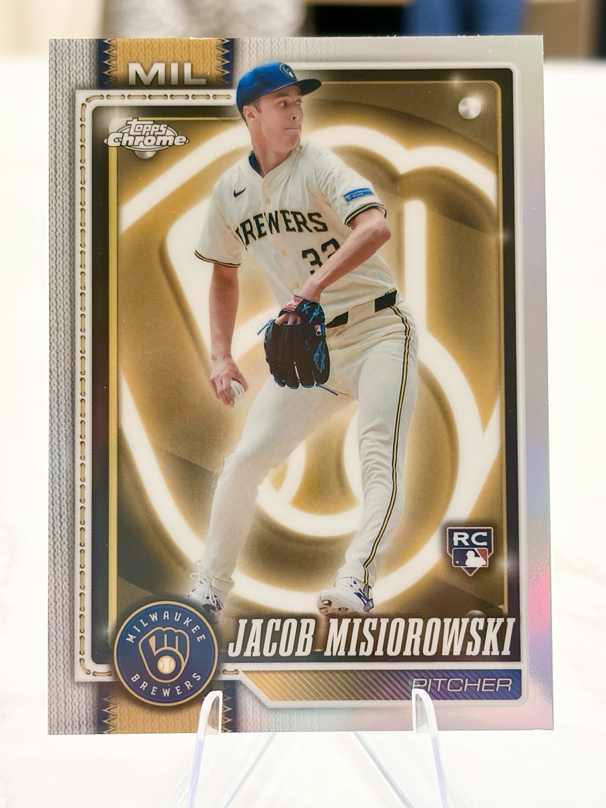 2026 Topps Chrome Jacob Misiorowski Lightboard Logo Refractor SP #196 Brewers RC
