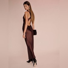 Reformation Casette Silk Dress, Mahogany Brand New