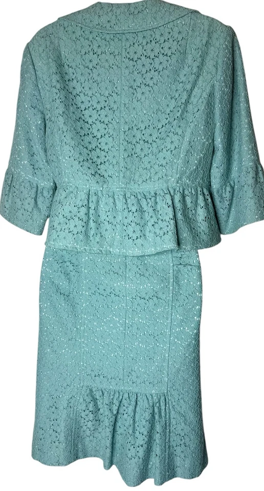 De Colección Nanette Lepore Aqua Pastel Encaje Y2K 90 Coqueta Falda Peplum Chaqueta Traje 4/6 Foto 2 de 4
