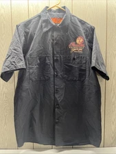 VTG INDIAN Motorcycle Red Kap Men's Short Sleeve Industrial Work Shirt Medium