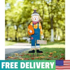36"H Fall Decorative Yard Signs With Stakes, Metal Scarecrow Garden Yard Stake