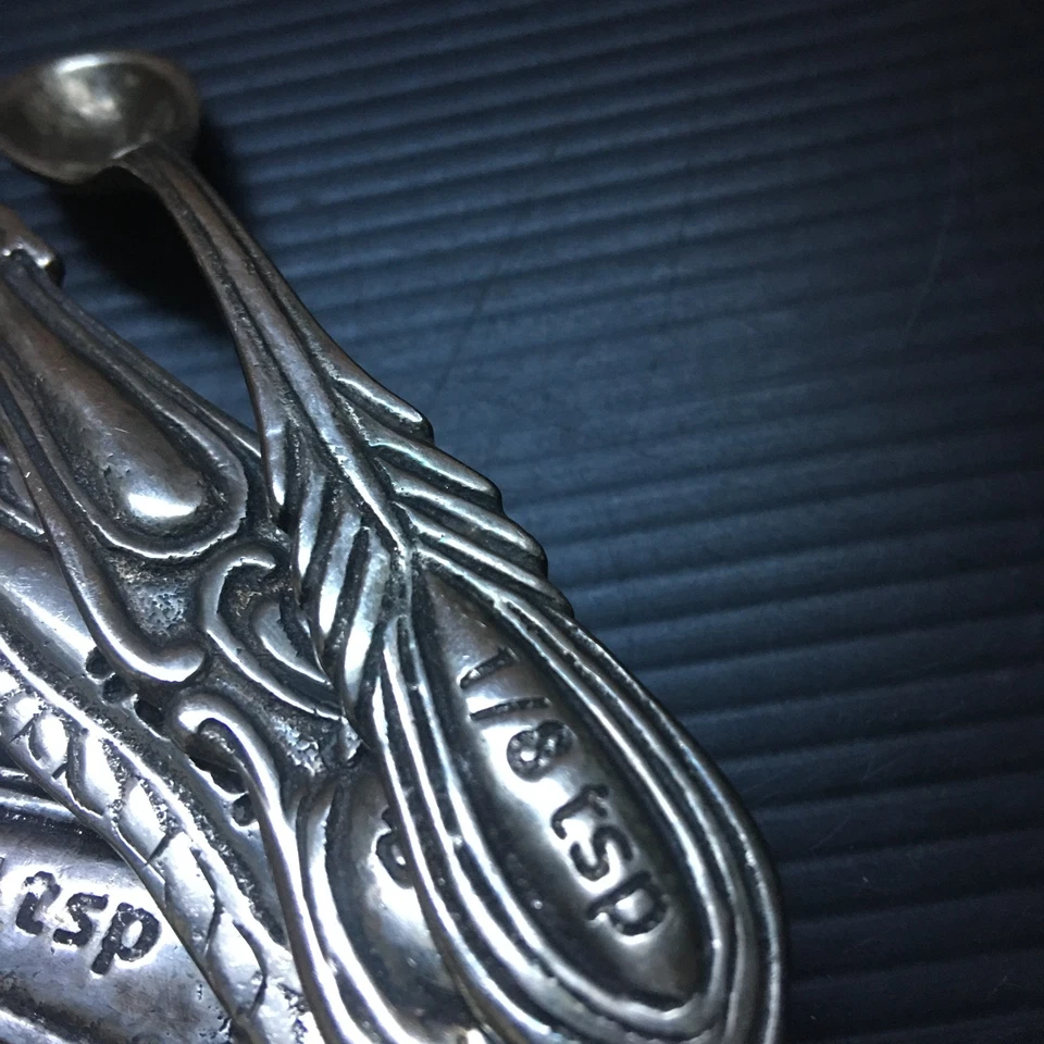 Anthropologie Vintage Silver Plated Measuring Spoons Set of 5 on Safety Pin - Image 3 of 4