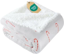 Christmas Sherpa Blanket Throw Size - Reversible Sherpa Fleece Blanket - Super S