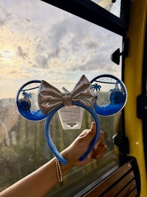 2025 Walt Disney World Skyline Moving Mickey Mouse Ears Removable Bow NEW w/ TAG