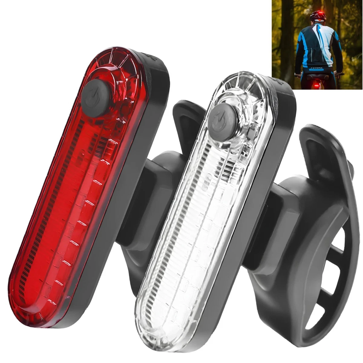 Kit Luci Bici Ricaricabili USB - Faro Anteriore 1400 Lumen E Luce Posteriore, Con Lucchetto, Per Bici E Monopattino