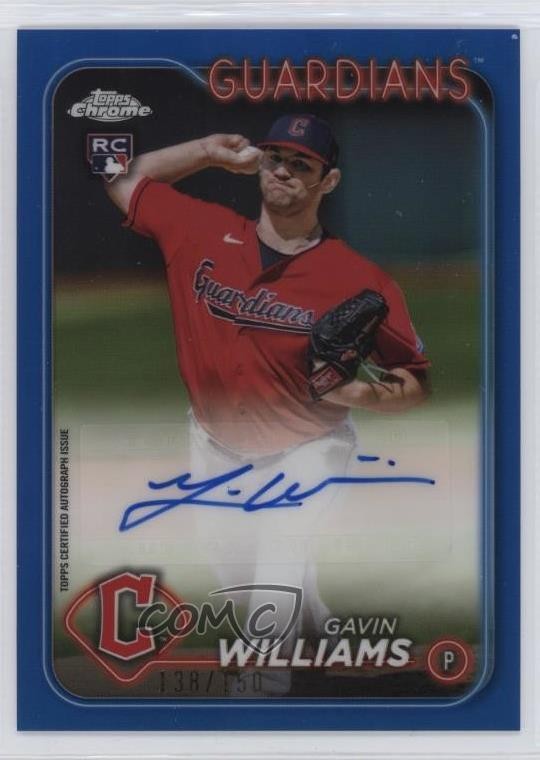 2024 Topps Chrome Update Blue Refractor 138/150 Gavin Williams Rookie Auto RC
