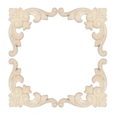 4 Pcs Corner Wood Appliques Rounded Leaf for Furniture Cabinet, 4 x 4 Inch