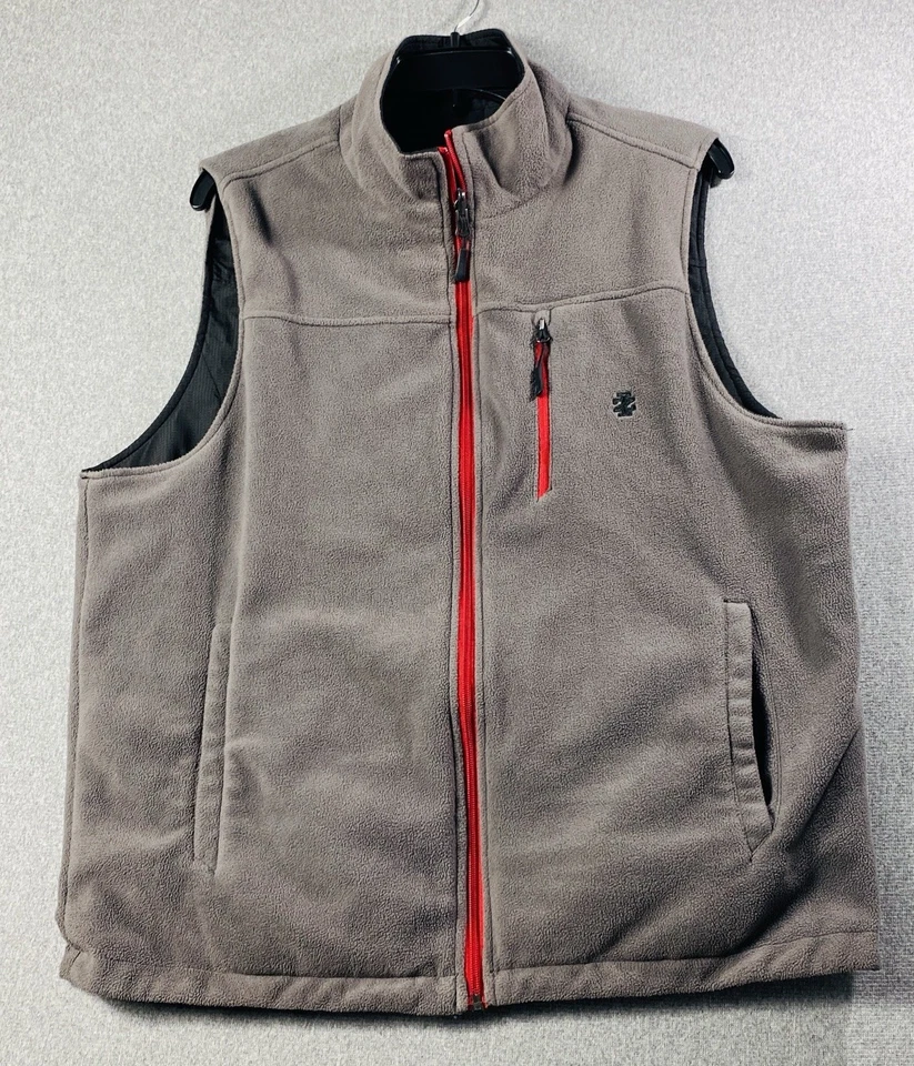 Izod Reversible Black/Gray Vest Mens Med Full Zip Pockets Outdoors - Image 2 of 4