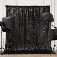 Sequin Backdrop Black Photography Party Event Back Drop Glitter Decor 6x8ft