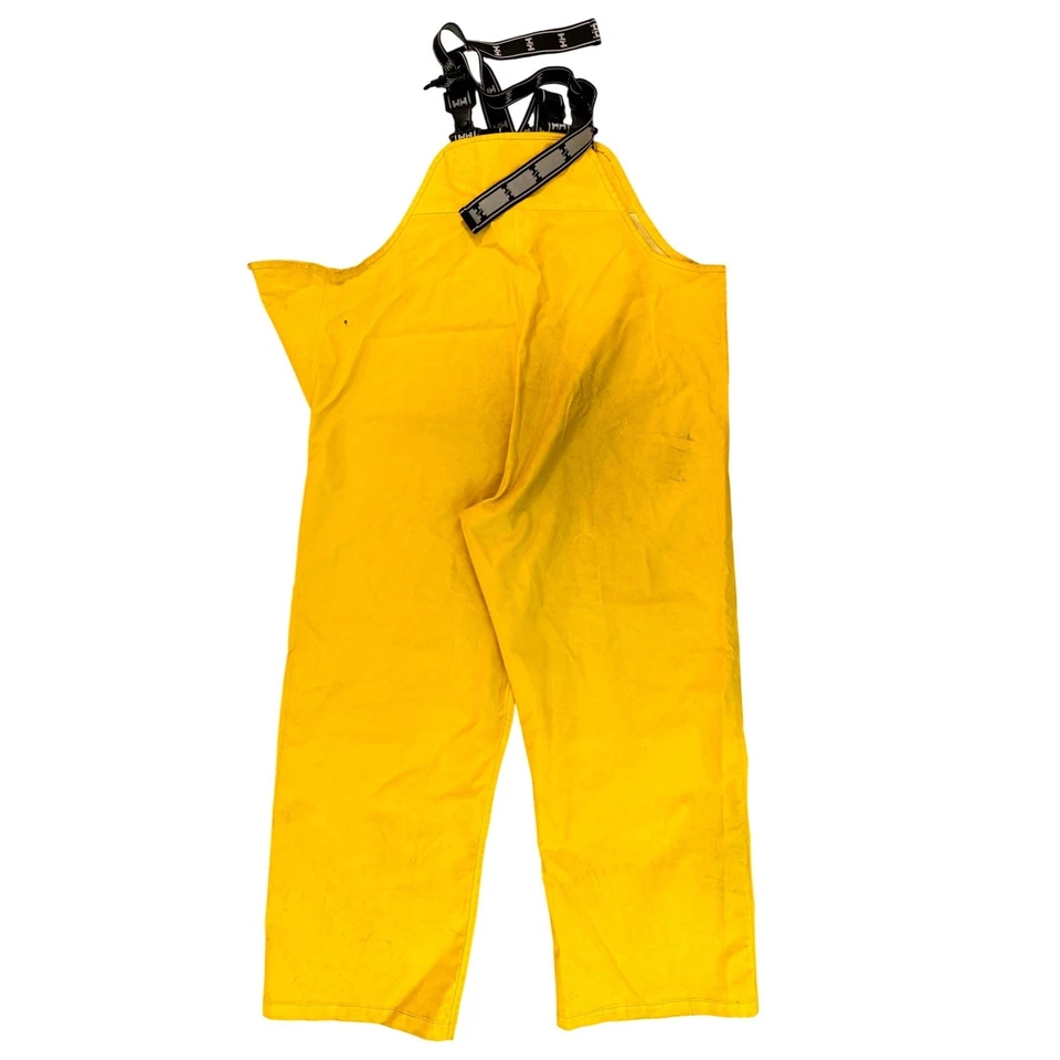 Helly Hansen Workwear Yellow PVC Fishing Bib Pants L Waterproof Rain Gear - Image 2 of 4
