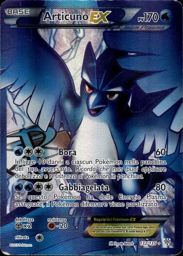 Articuno Ex Hurricane Plasma 132/135 Italian Pokemon Card Good/L Played