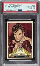 1951 Topps Ringside James J. Braddock #24 PSA VG-EX+ 4.5, PSA/DNA Auto 9