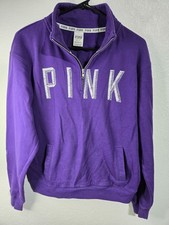 Victoria Secret PINK Long Sleeve Sweatshirt Women's Size XS Purple Top 1/4 Zip