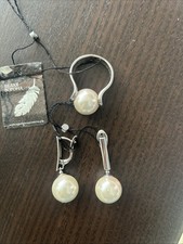 Majorica Perlen Ohrringe & Ring, 925er Silber NEU